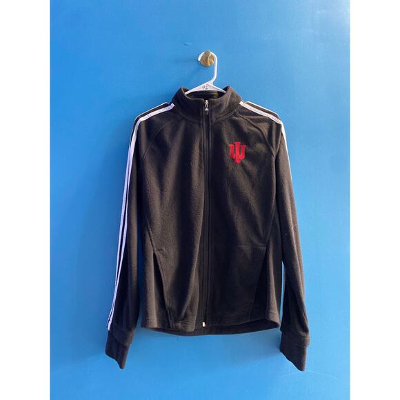 ADIDAS Womens IU INDIANA Logo Print Performance Micro Fleece Jacket Black Medium - Picture 1 of 2